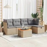 Set Divano da Giardino 6 pz con Cuscini Beige in Polyrattan 3325755