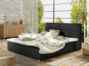 Letto matrimoniale con box contenitore Lanzarote - 160 x 200 cm , Ecopelle nero