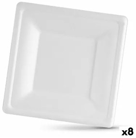 Set di piatti Algon Monouso Bianco Canna da Zucchero Quadrato 26 cm (8 Unità)