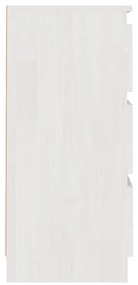 Comodino Bianco 40x29,5x64 cm in Legno Massello di Pino