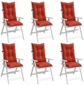 Cuscini Sedia Schiena Alta 6 Rosso Mélange 120x50x7 Tessuto /