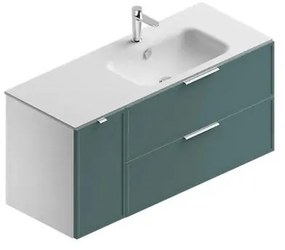 Mobile sottolavabo e lavabo Quadra per vasca a destra bianco-mirto in mdf L 120 x H 57 x P 46 cm, 1 anta 2 cassetti