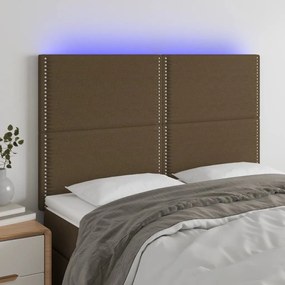 Testiera A Led Marrone Scuro 144x5x118/128 Cm İn Tessuto /
