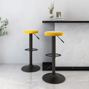Sgabelli Da Bar 2 Pz Giallo Senape İn Velluto /