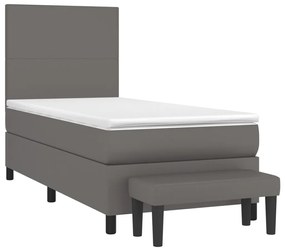 Giroletto a molle con materasso grigio 100x200 cm in similpelle