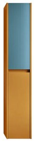Colonna per mobile bagno Niwa 2 ante P 27 x L 30 x H 160 cm laccato opaco senape con vetro blu pacifico cannettato