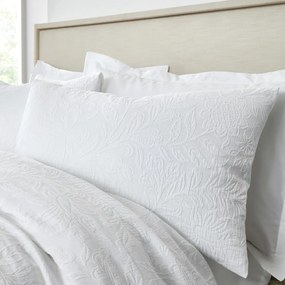 Set copripiumino e federa bianco in jacquard per letto matrimoniale 200x200 cm Fleur Matelassé – Bianca