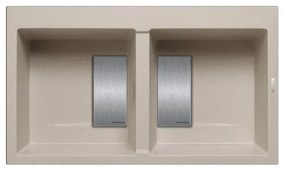 Lavello integrato 2 vasche PYRAMIS Kartesio granito L 50 x L 86 cm beige