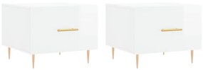 Tavolini salotto 2pz bianco lucido 50x50x40cm legno multistrato