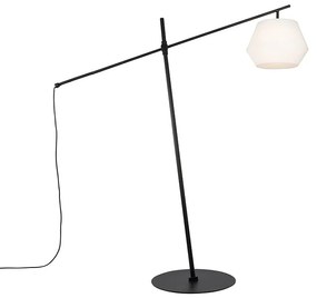Lampada da terra da esterno di design nera con paralume bianco IP44 - Robbert