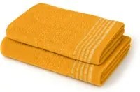 Coppia asciugamani spugna viso e ospite arancione