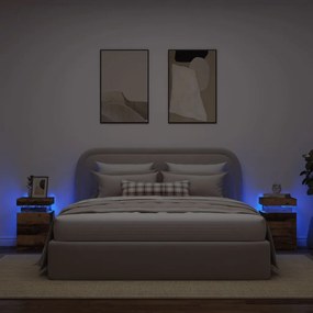 Comodini Con Led 2 Pz Legno Antico 35x39x55 Cm İn Truciolato /