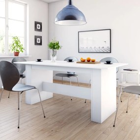 Tavolo Da Pranzo Bianco 180x90x76 Cm İn Legno Multistrato /