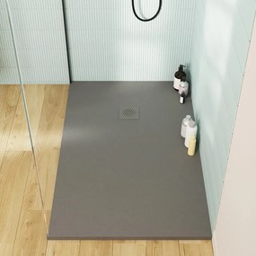 Piatto doccia SENSEA in composito minerale di resina gelificata Remix grigio L 70 x L 90 x H 2.6 cm opaco effetto pietra