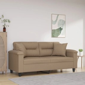 Divano A 2 Posti Con Cuscini Cappuccino 140 Cm İn Similpelle /