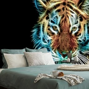 Carta da parati – Testa di tigre in stile astratto