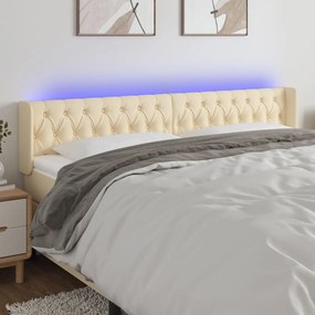 Testiera A Led Crema 183x16x78/88 Cm İn Tessuto /