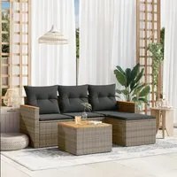 Set Divano da Giardino 5 pz con Cuscini Grigio in Polyrattan 3258315