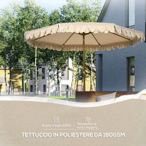 Ombrellone da Giardino Ø265x235,5 cm  in Acciaio e Poliestere Cachi...