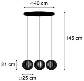 Lampada a sospensione moderna nera 3 luci - Zoë