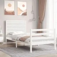 Giroletto con Testiera Bianco Small Single Legno Massello 3194987