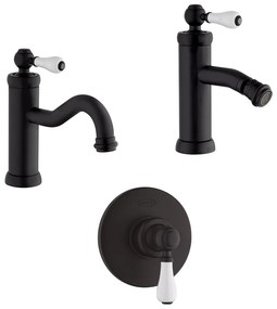 Set miscelatori lavabo bidet e doccia incasso Jacuzzi Rubinetteria serie Tosca color nero opaco
