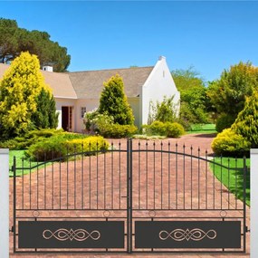 Cancello manuale battente Lavaredo in ferro, apertura centrale, L 408.5, H 165-195 cm, di colore nero