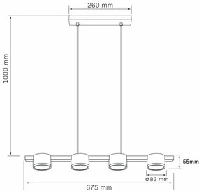 Lampadario LED a sospensione con filo MIRELLA 4xGX53/6W/230V oro/nero