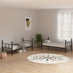 Letto a castello in metallo MAVEN 90x200 cm, nero, portata 2x100 kg