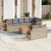 Set Divano da Giardino 9 pz con Cuscini Beige in Polyrattan 3226997