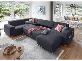 Divano angolare color antracite allungabile e con contenitore (penisola a sinistra/a U) Classy Sophie – Miuform