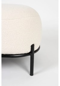 Poggiapiedi color crema con rivestimento in bouclé Hocker Polly – White Label