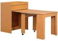 EASYCOMFORT Tavolo Pieghevole da Pranzo max 5 Persone in Truciolato e Acciaio, 84x180x100 cm, color Legno