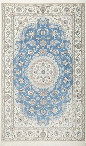 Nain Tappeto 220x140 Blu (Iran) Annodato A Mano