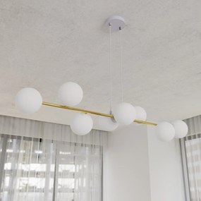 Lampadario a sospensione GRAVITY 8 Nero/Bianco e Oro 8xE14