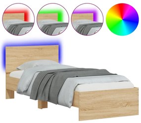 Giroletto con testiera e led rovere sonoma 75x190 cm