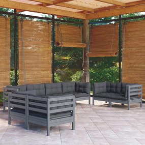 Set divani da giardino 8 pz con cuscini legno massello di pino