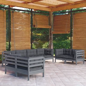 Set divani da giardino 8 pz con cuscini legno massello di pino