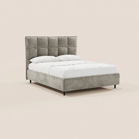 AURO letto imbottito con vano contenitore e testiera capitonné alta in ciniglia Oeko-Tex®