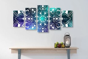 Quadri 5 pezzi – Mandala moderna con motivo orientale