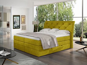 Letto matrimoniale boxspring Salisburgo - 160 x 200 cm , Tessuto giallo