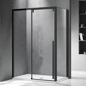 Box doccia 80x140 profilo nero anta scorrevole e lato fisso | KSA5000B - KAMALU