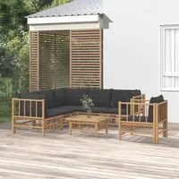 Set Salotto da Giardino 7pz con Cuscini Grigio Scuro Bamb 3155221