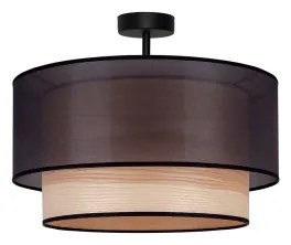 Duolla - Lampadario a plafone WOOD BOHO 1xE27/15W/230V diametro 45 cm nero/beige
