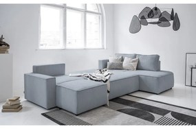 Divano letto angolare in velluto a coste grigio chiaro Brave Dave - Miuform