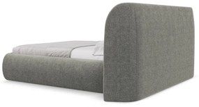 Letto matrimoniale imbottito grigio con contenitore con griglia 140x200 cm Hauke - Makamii