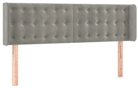 Testiera ad orecchio grigio chiaro 147x16x78/88 cm in velluto