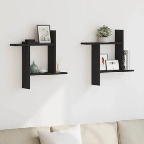 Mensole Da Parete 2 Pz Rovere Nero 50x12x50 Cm İn Truciolato /