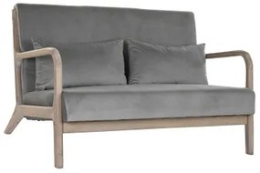 Divano a 2 Piazze DKD Home Decor Grigio Legno d'albero della gomma Velluto 122 x 85 x 74 cm