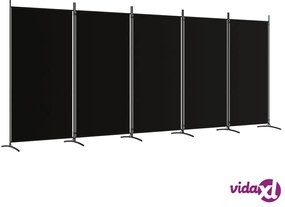 vidaXL Divisorio a 5 Pannelli Nero 433x180 cm in Tessuto